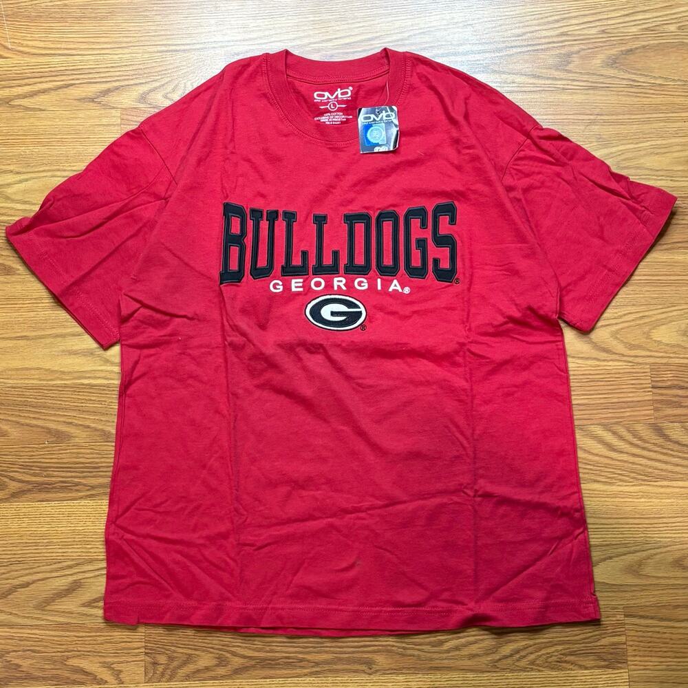 NWT Georgia Bulldogs OVB Embroidered Applique T Shirt Red Large NCAA Football